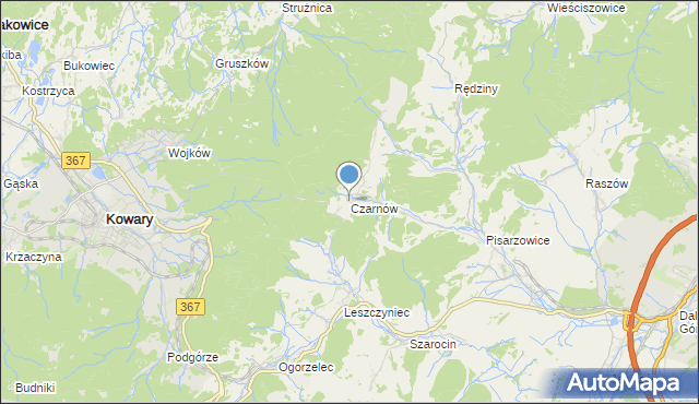 mapa Czarnów, Czarnów gmina Kamienna Góra na mapie Targeo
